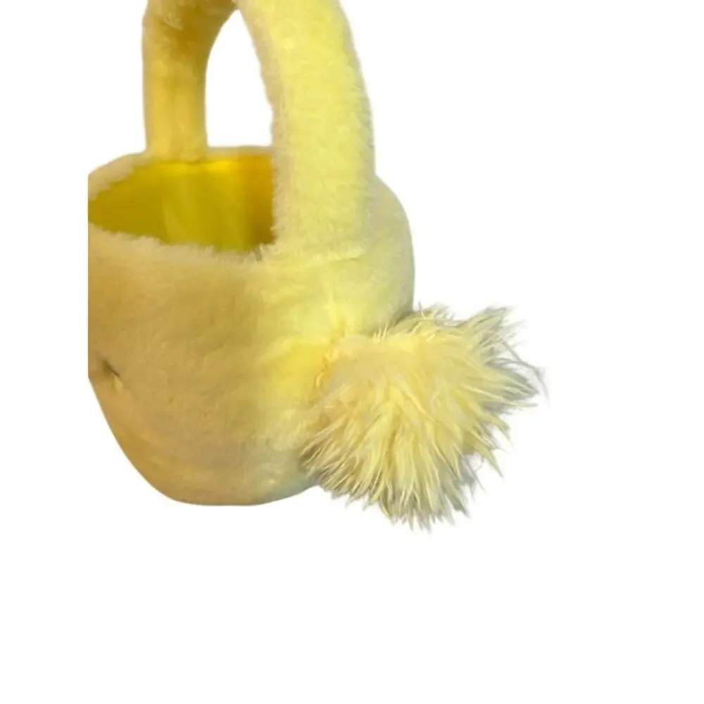 Yellow Duck Faux Fur Easter Basket Plush Spring Gift Basket
